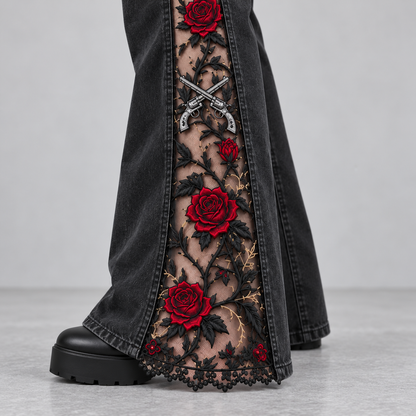 Guns N' Roses Lace-Slit Jeans